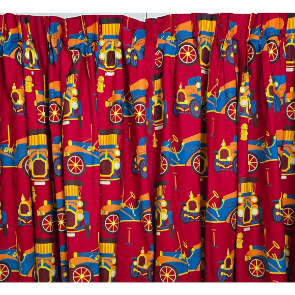 4 Vintage 70s Old Time Automobile Custom Pinch Pleat Curtain Panels Drapes 43x65 - Picture 3 of 16